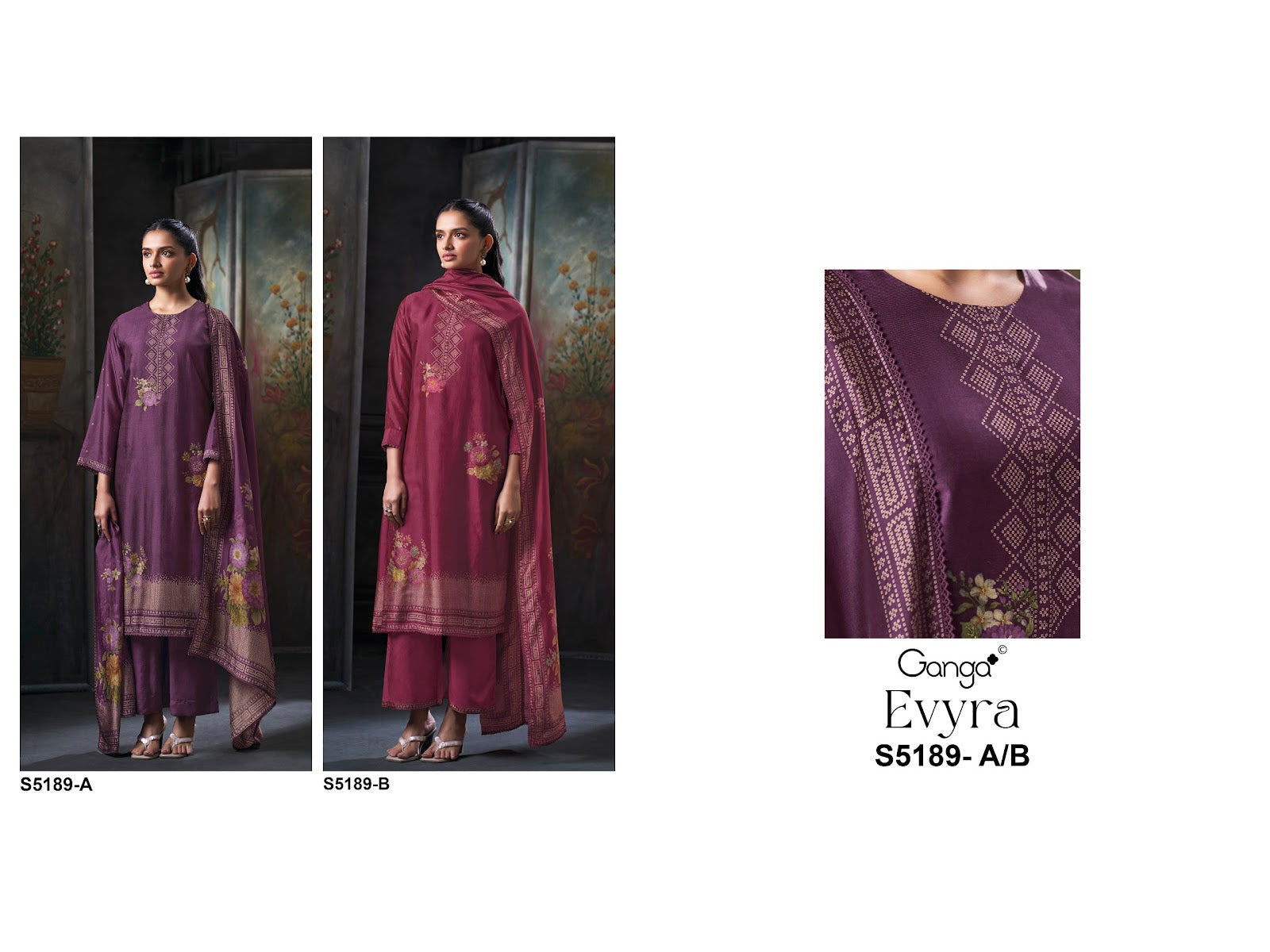Evyra S5189 Ganga Russian Silk Pant Style Suits Manufacturer India