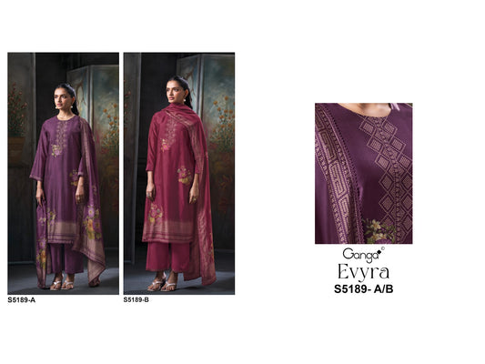 Evyra S5189 Ganga Russian Silk Pant Style Suits Manufacturer India