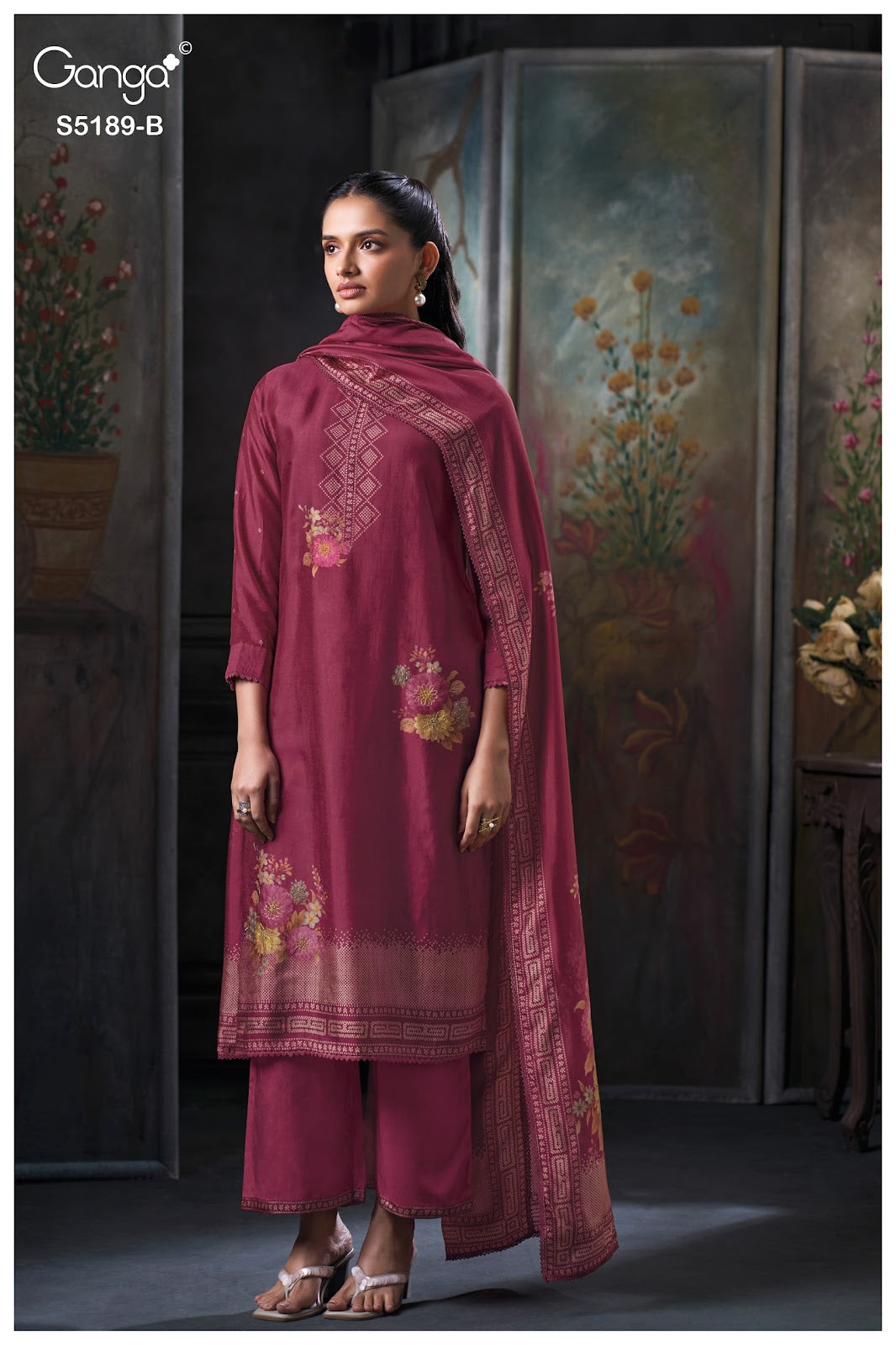Evyra S5189 Ganga Russian Silk Pant Style Suits Manufacturer India
