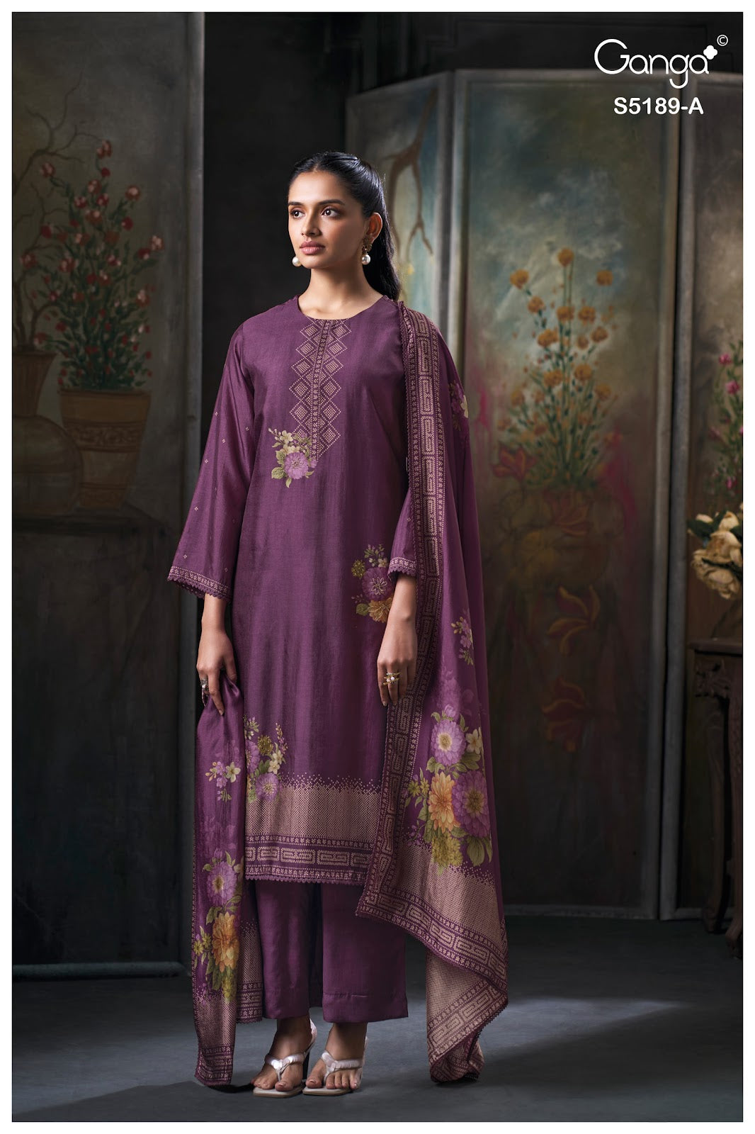 Evyra S5189 Ganga Russian Silk Pant Style Suits Manufacturer India