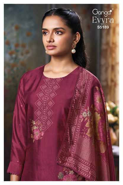 Evyra S5189 Ganga Russian Silk Pant Style Suits Manufacturer India