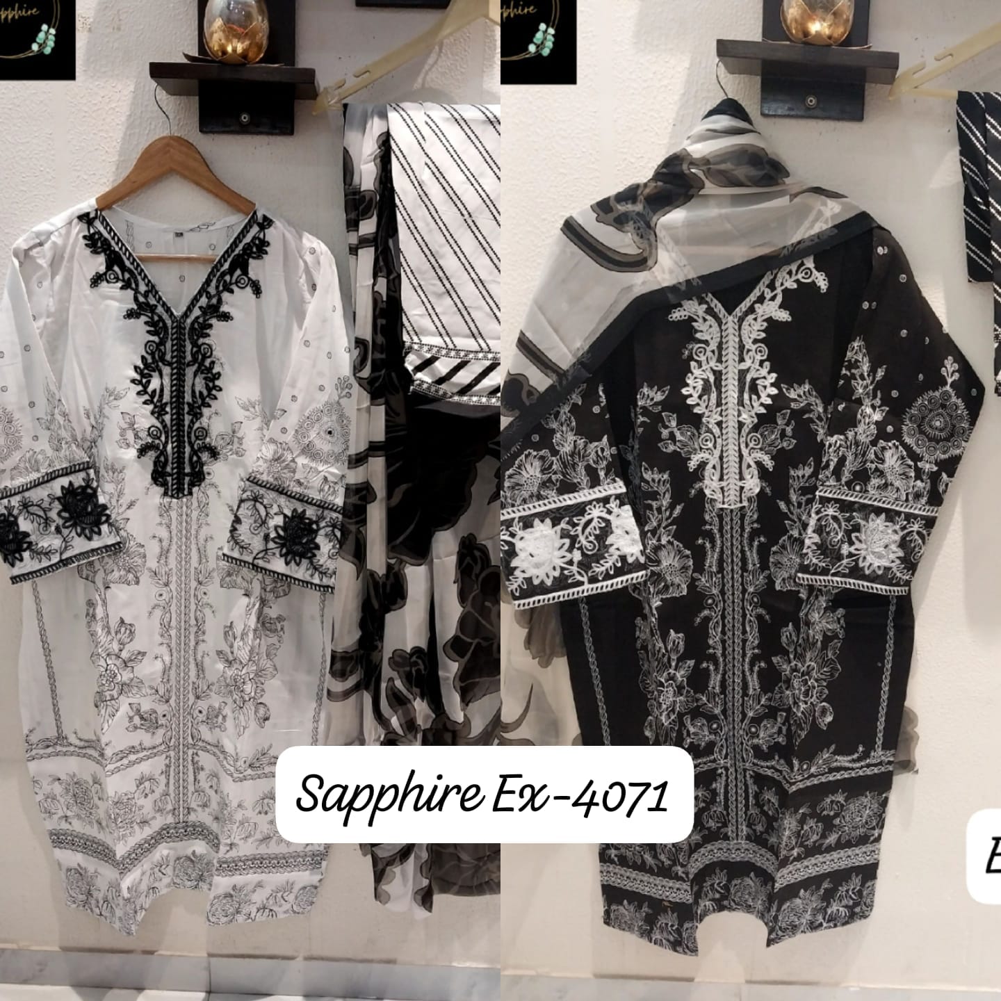 Ex-4071 Sapphire Cotton Pakistani Readymade Suits Manufacturer
