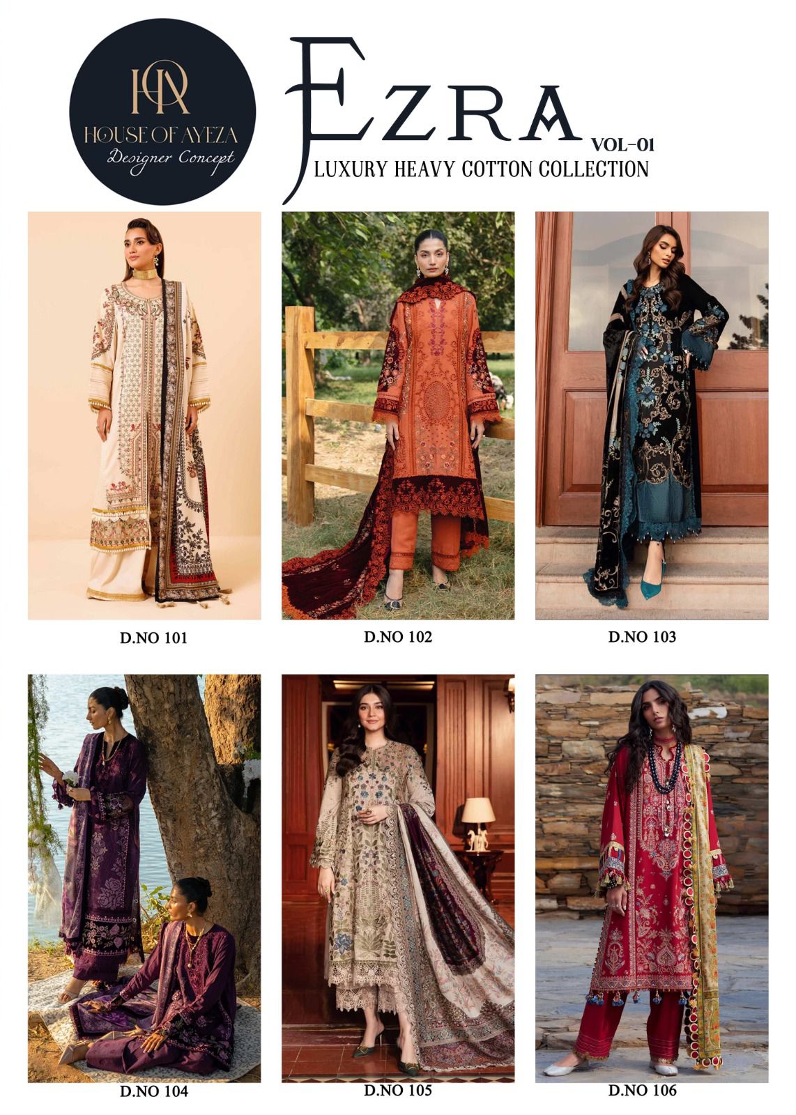 Ezra Vol 1 Luxury Heavy Cotton Collection House Of Ayeza Karachi Salwar Suits Supplier