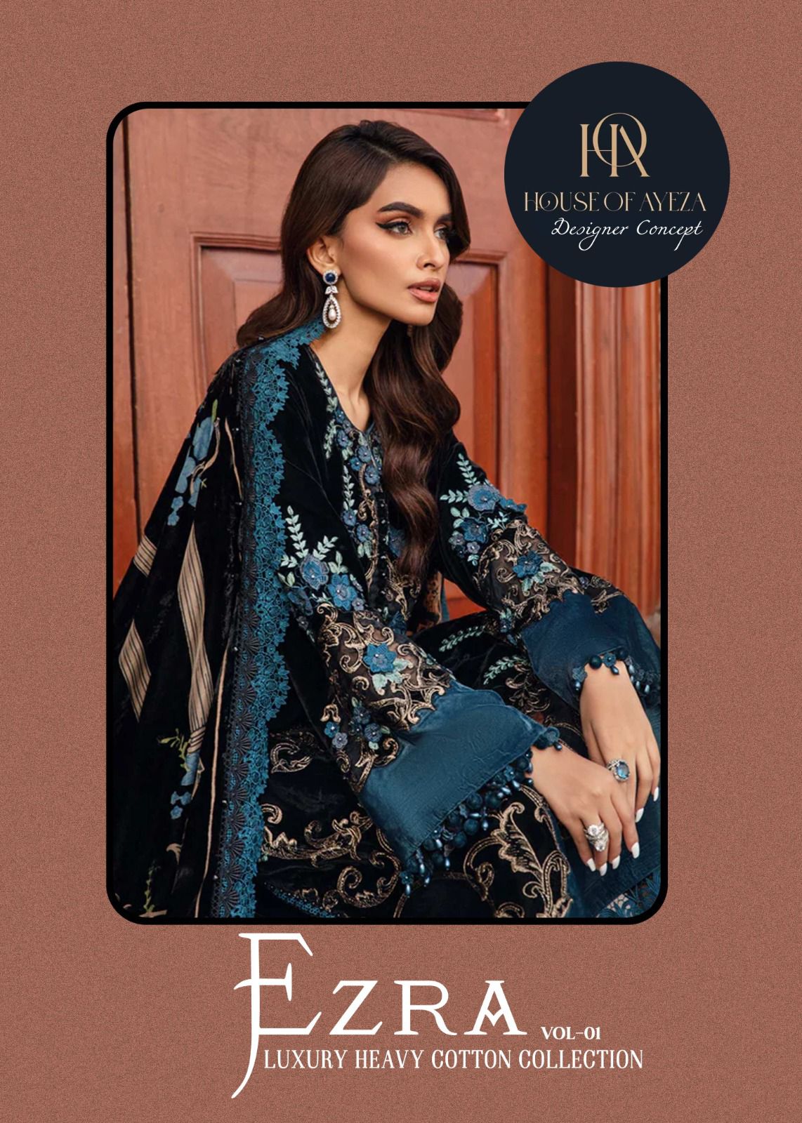 Ezra Vol 1 Luxury Heavy Cotton Collection House Of Ayeza Karachi Salwar Suits Supplier