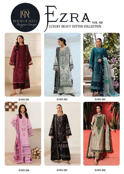 Ezra Vol 2 Luxury Heavy Cotton Collection House Of Ayeza Karachi Salwar Suits Wholesaler Ahmedabad