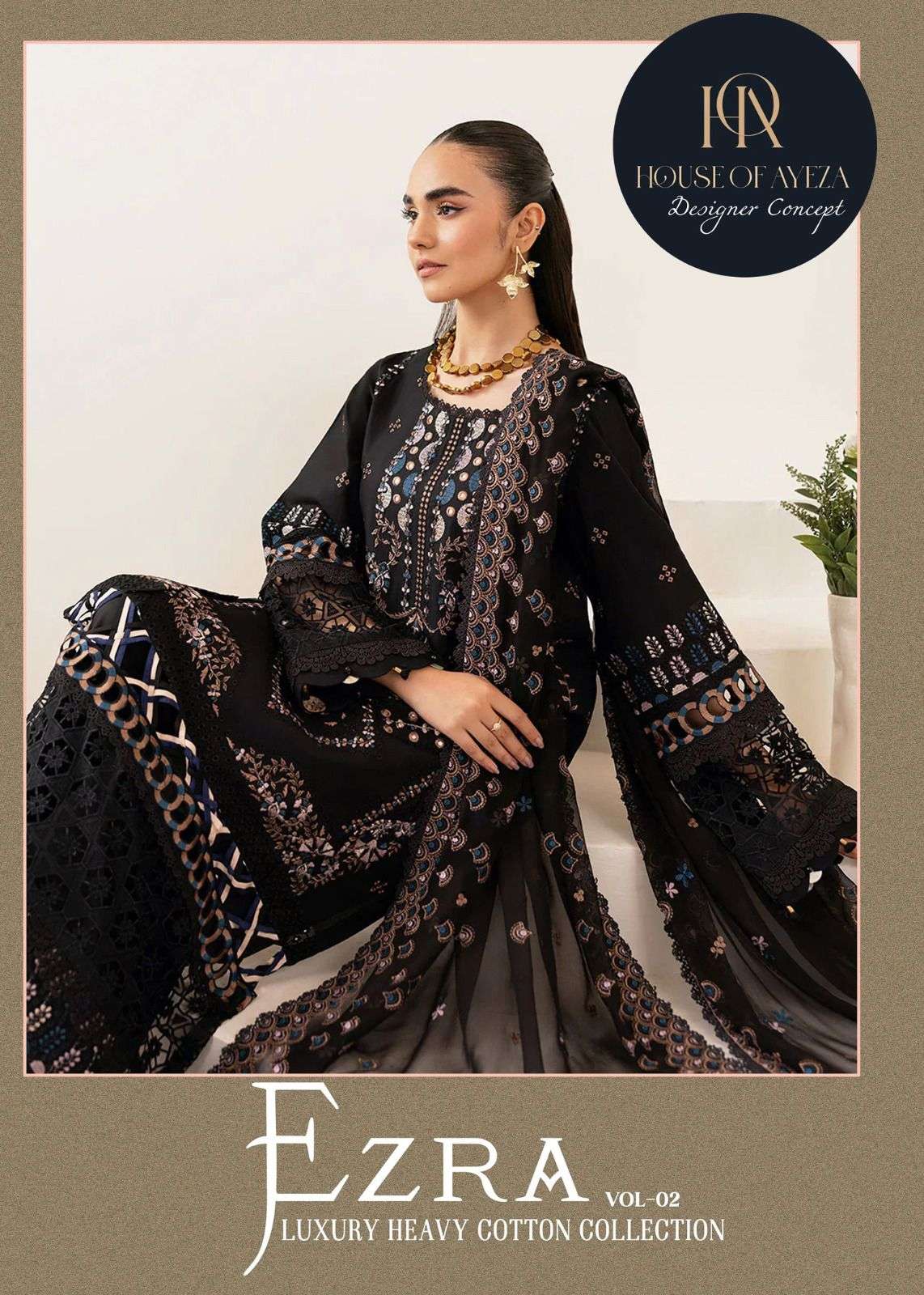 Ezra Vol 2 Luxury Heavy Cotton Collection House Of Ayeza Karachi Salwar Suits Wholesaler Ahmedabad
