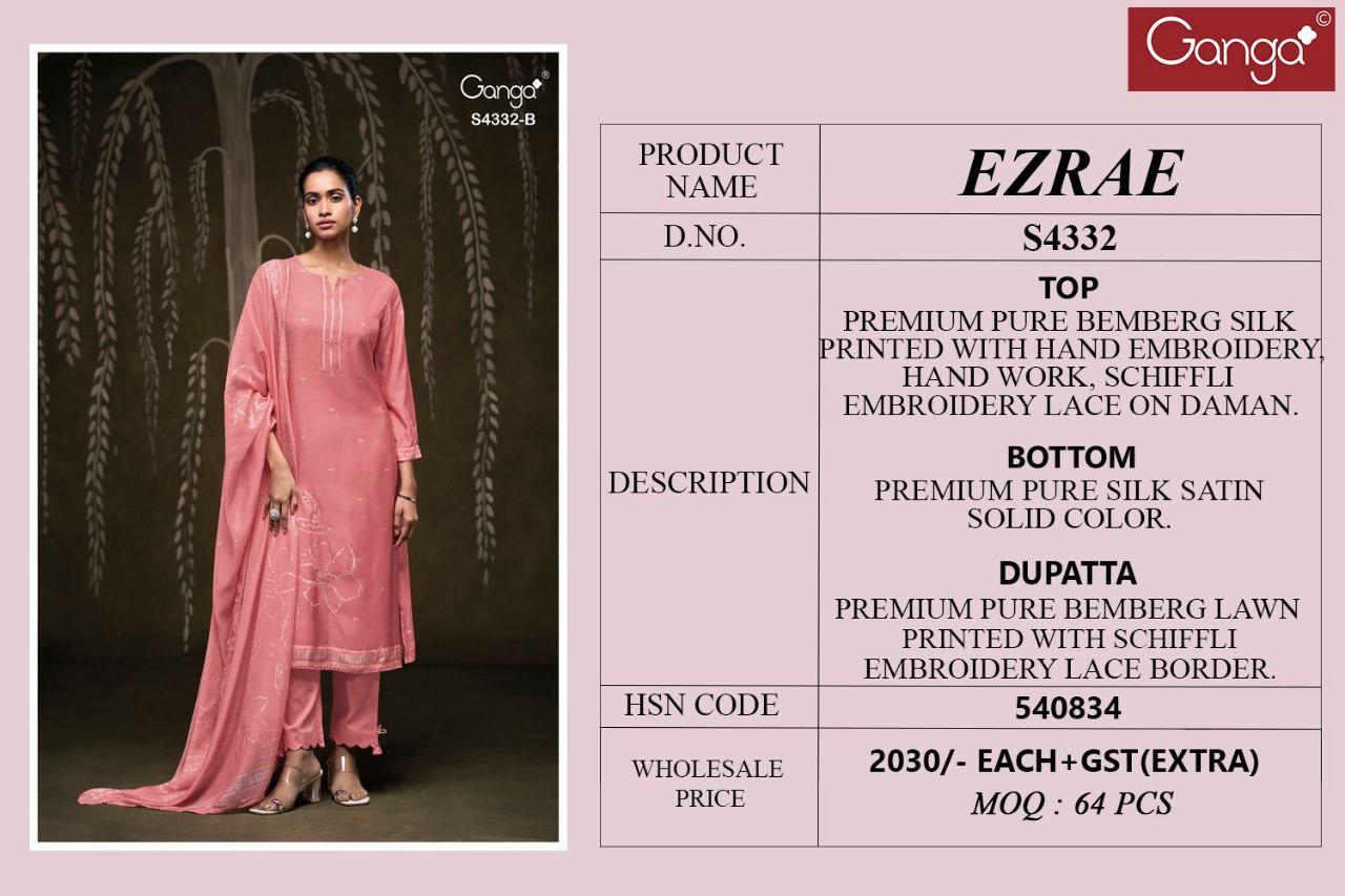 Ezrae 4332 Ganga Bemberg Silk Plazzo Style Suits Supplier