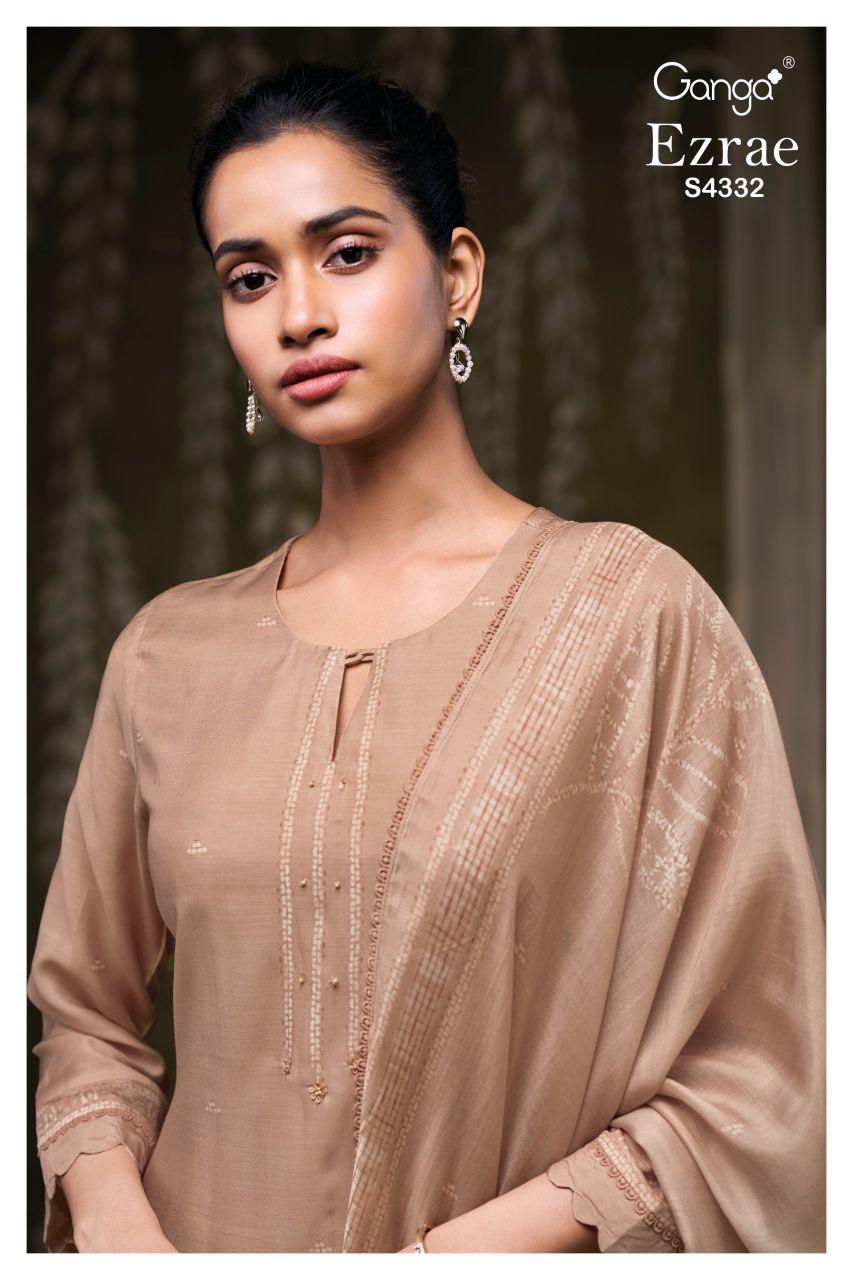 Ezrae 4332 Ganga Bemberg Silk Plazzo Style Suits Supplier