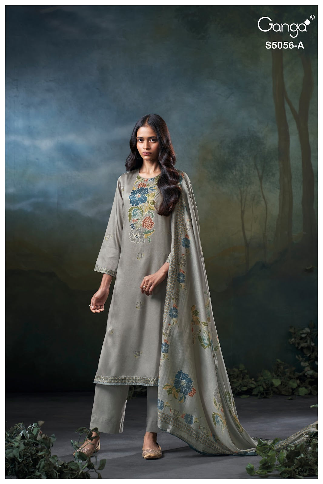 Ezria S5056 Ganga Cotton Satin Plazzo Style Suits Manufacturer