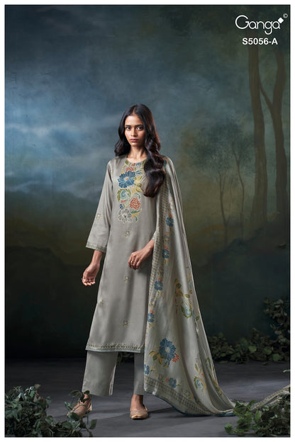 Ezria S5056 Ganga Cotton Satin Plazzo Style Suits Manufacturer