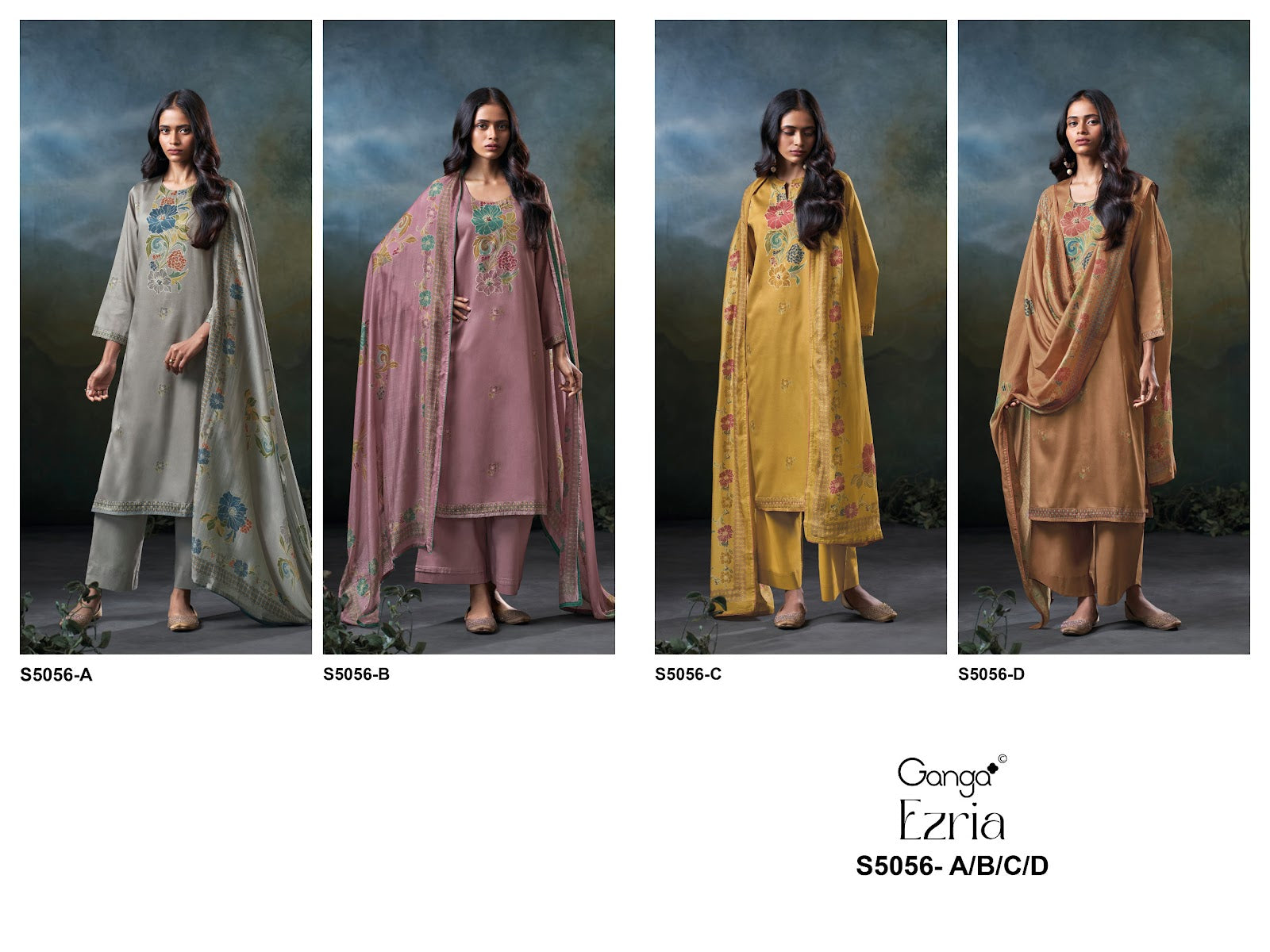 Ezria S5056 Ganga Cotton Satin Plazzo Style Suits Manufacturer