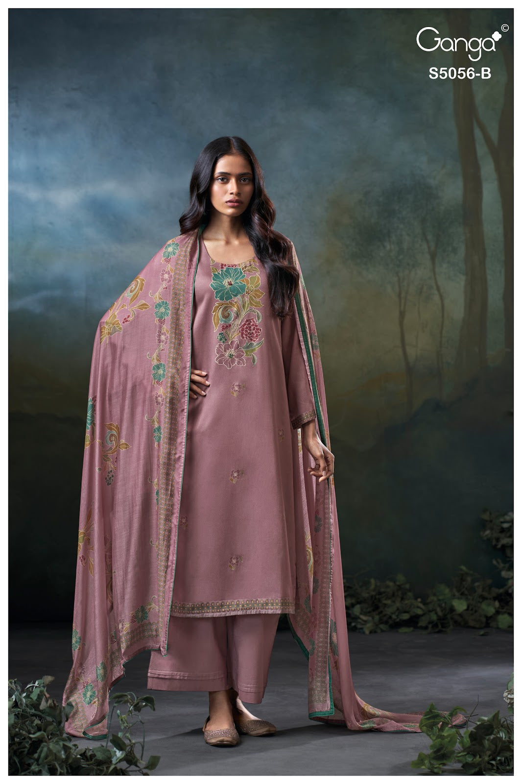 Ezria S5056 Ganga Cotton Satin Plazzo Style Suits Manufacturer