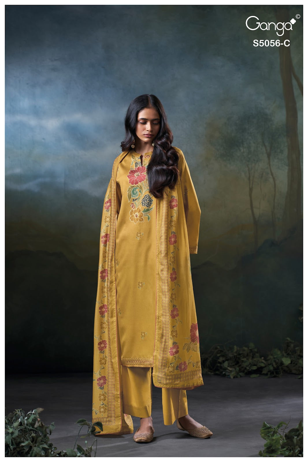 Ezria S5056 Ganga Cotton Satin Plazzo Style Suits Manufacturer