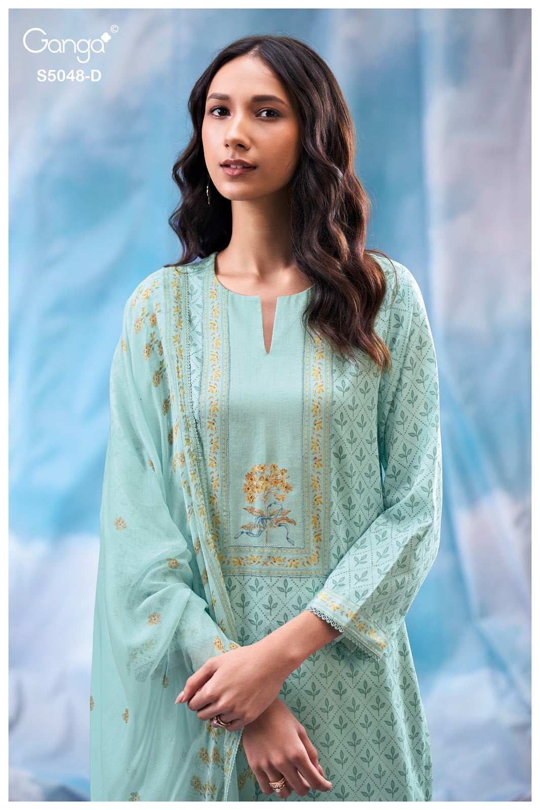 Faanvi S5048 Ganga Cotton Satin Pant Style Suits Wholesaler Ahmedabad