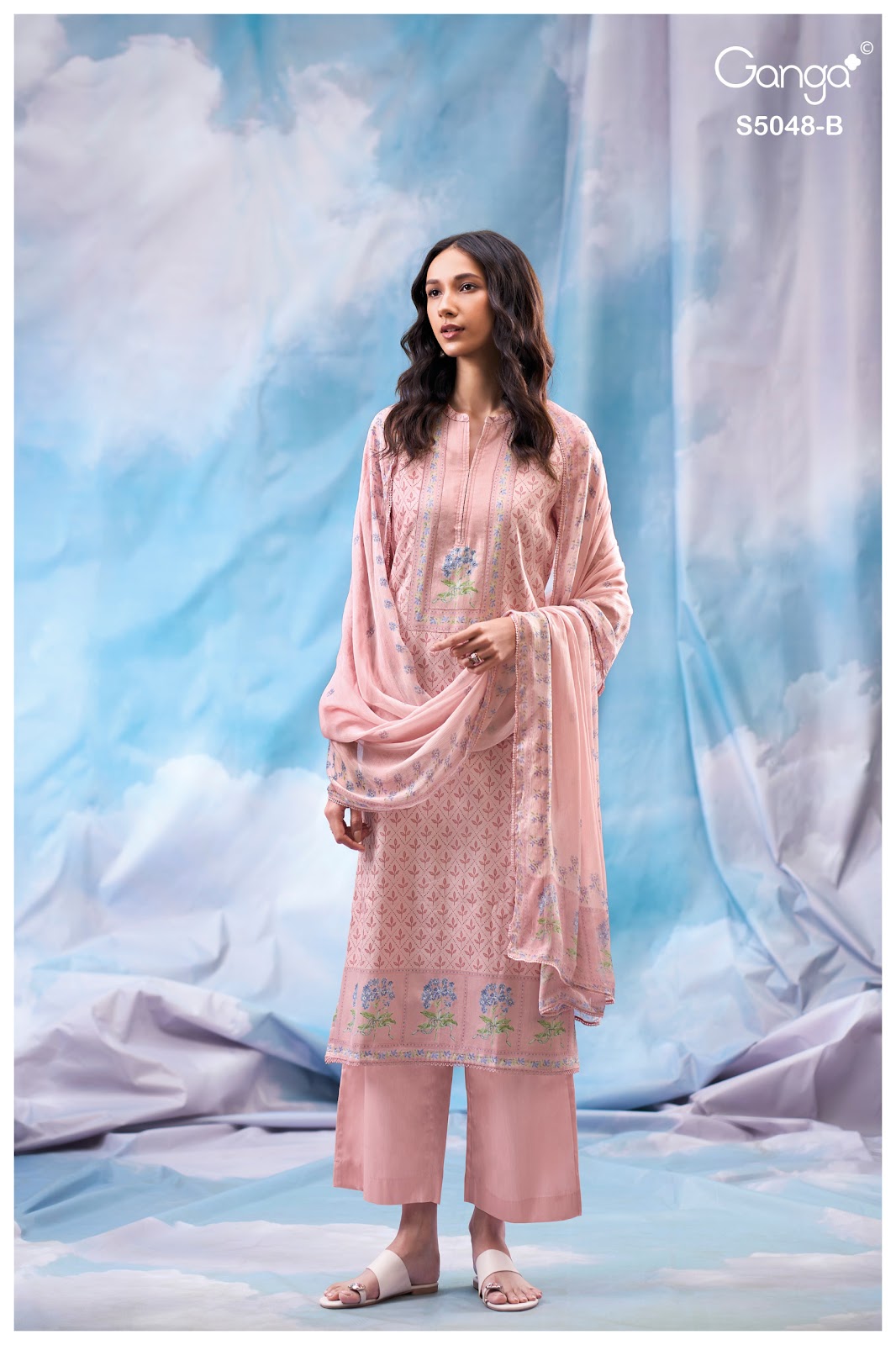 Faanvi S5048 Ganga Cotton Satin Pant Style Suits Wholesaler Ahmedabad