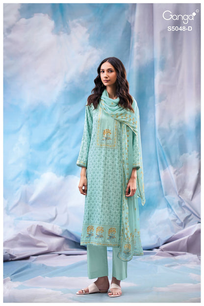 Faanvi S5048 Ganga Cotton Satin Pant Style Suits Wholesaler Ahmedabad