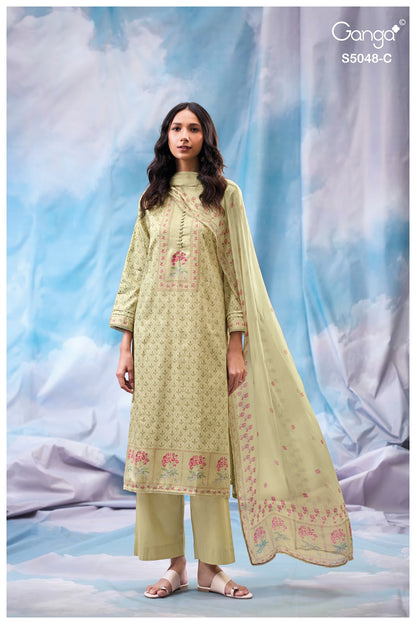 Faanvi S5048 Ganga Cotton Satin Pant Style Suits Wholesaler Ahmedabad