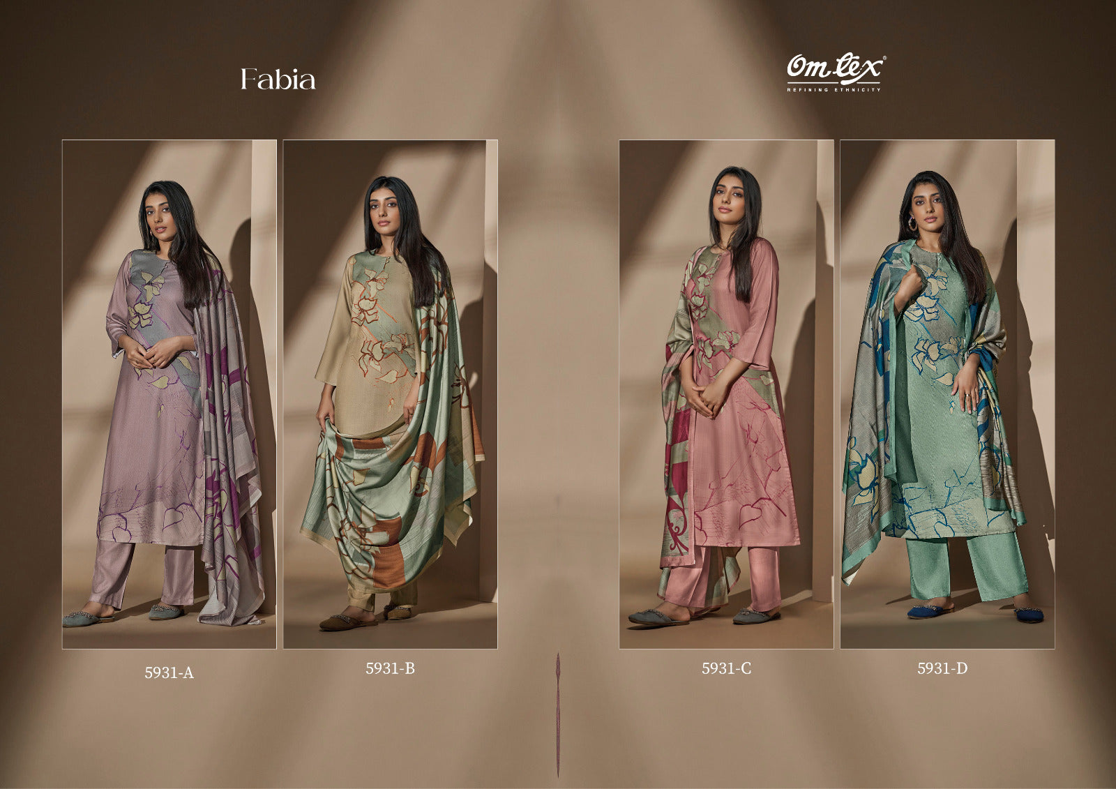 Fabia 5931 Omtex Pure Pashmina Suits Supplier Gujarat