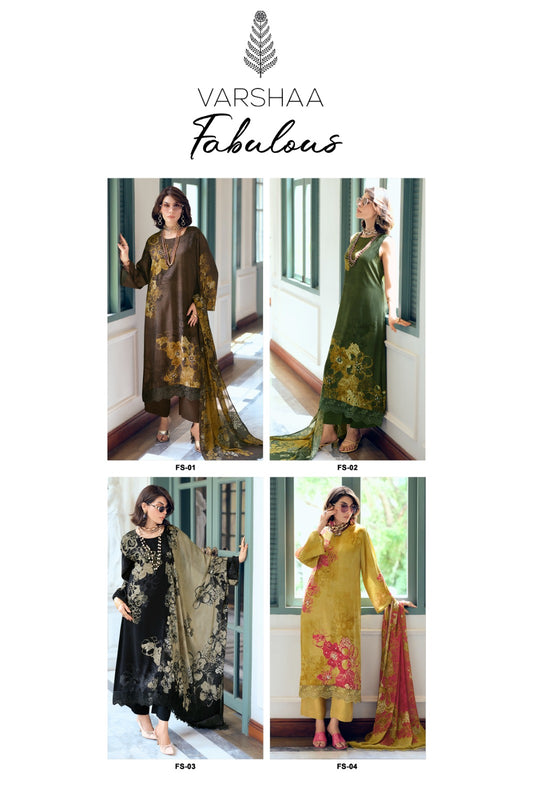 Fabulous Varshaa Viscose Muslin Pant Style Suits Exporter India