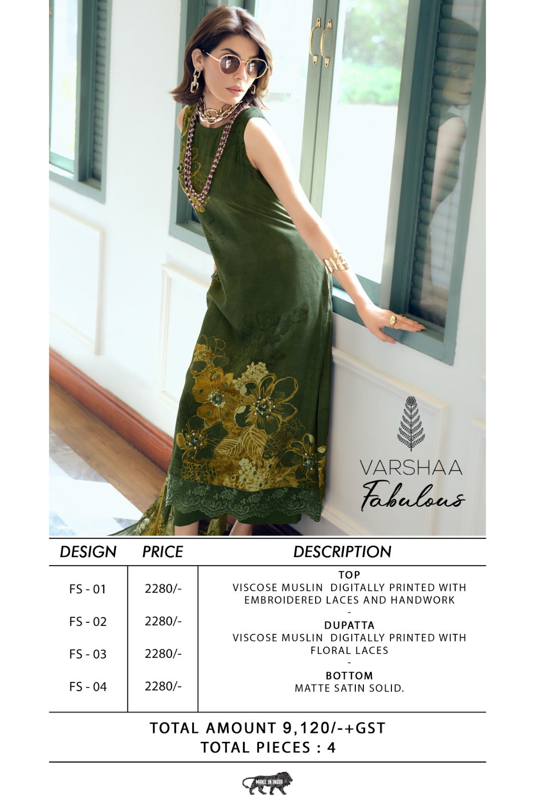 Fabulous Varshaa Viscose Muslin Pant Style Suits Exporter India