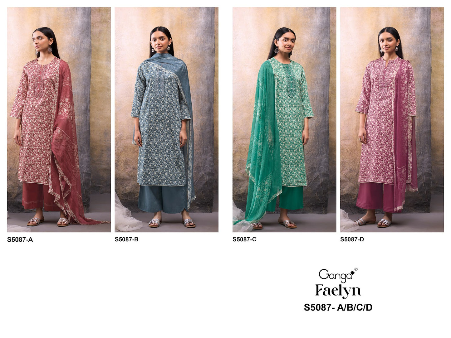 Faelyn S5087 Ganga Cotton Satin Plazzo Style Suits Supplier