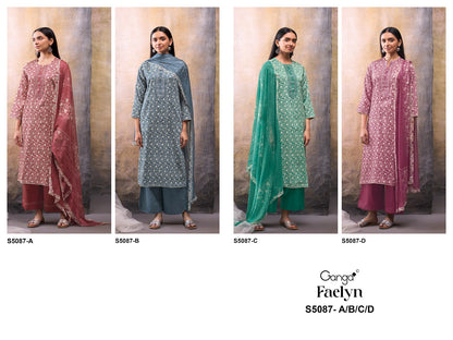 Faelyn S5087 Ganga Cotton Satin Plazzo Style Suits Supplier