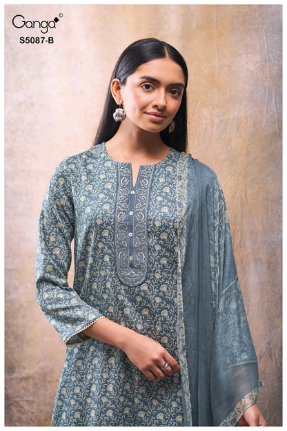 Faelyn S5087 Ganga Cotton Satin Plazzo Style Suits Supplier