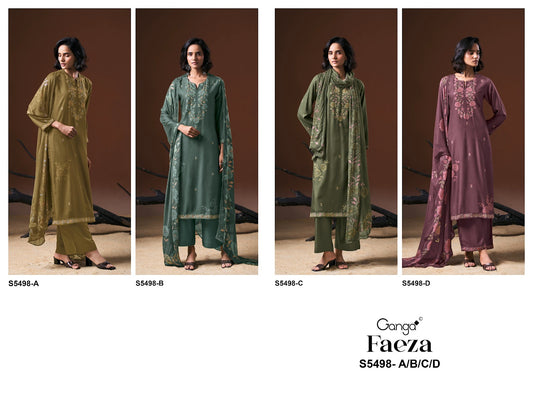 Faeza S5498 Ganga Wool Pashmina Suits Manufacturer