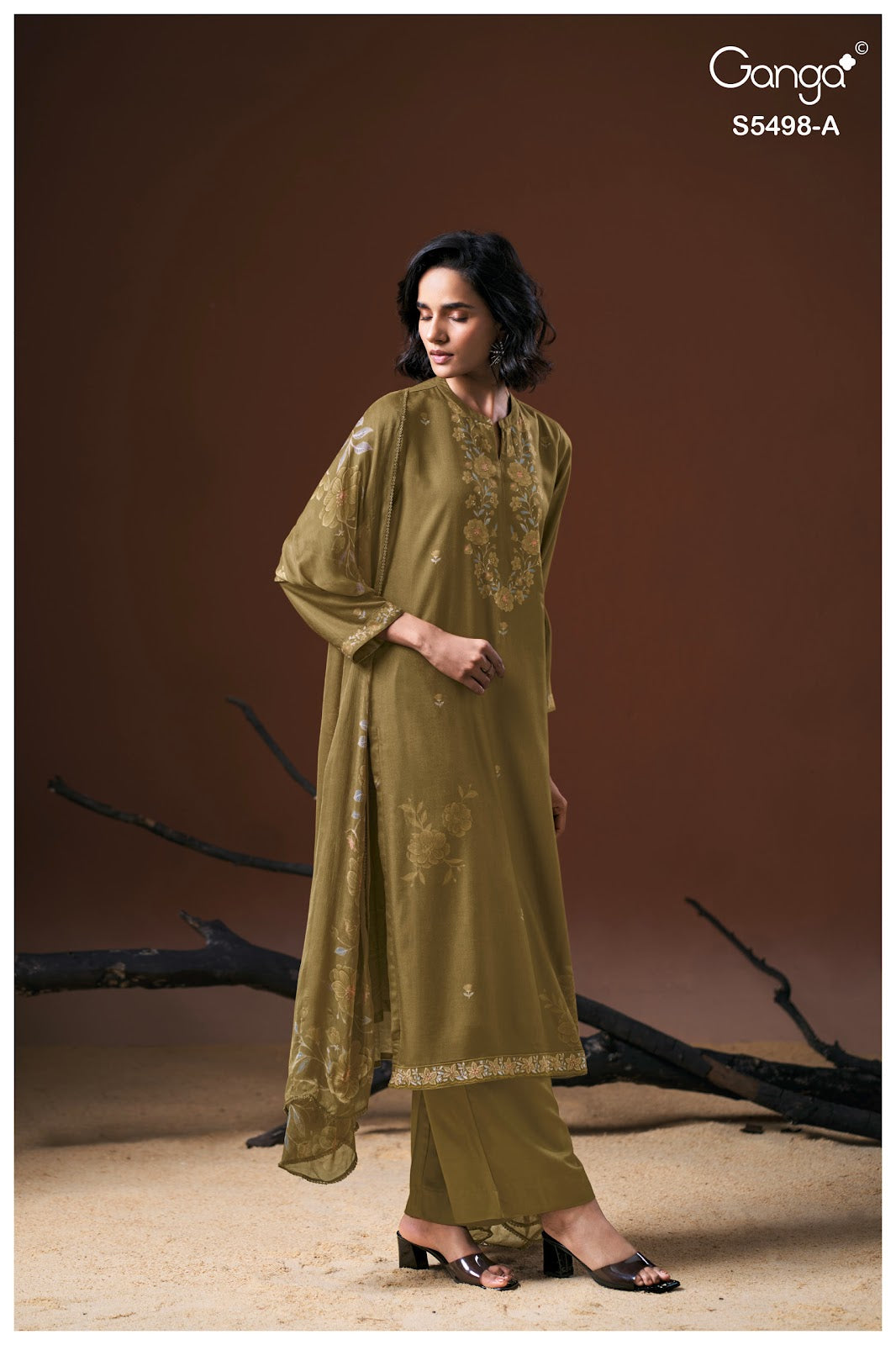 Faeza S5498 Ganga Wool Pashmina Suits Manufacturer