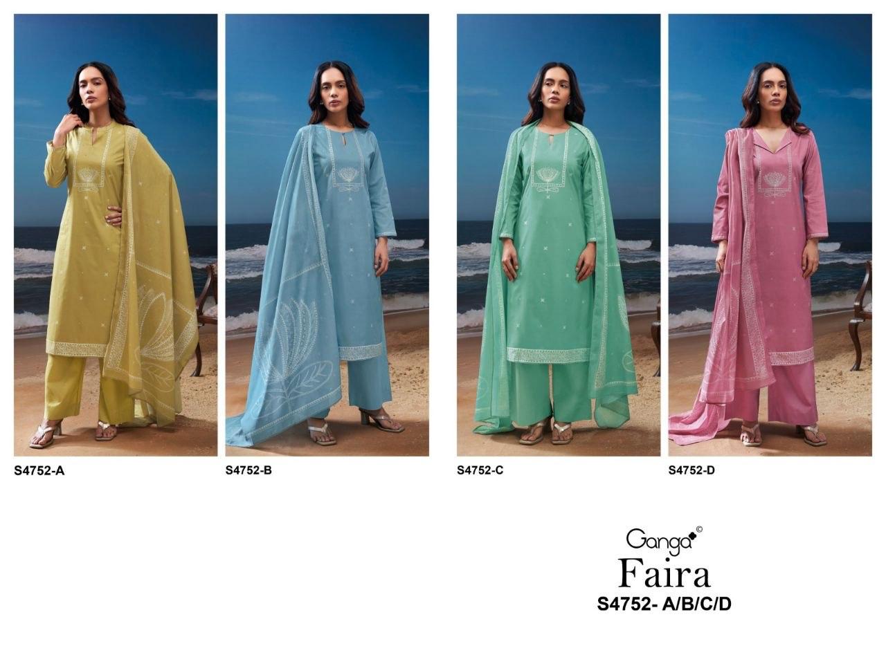 Faira S4752 Ganga Cotton Pant Style Suits Wholesale