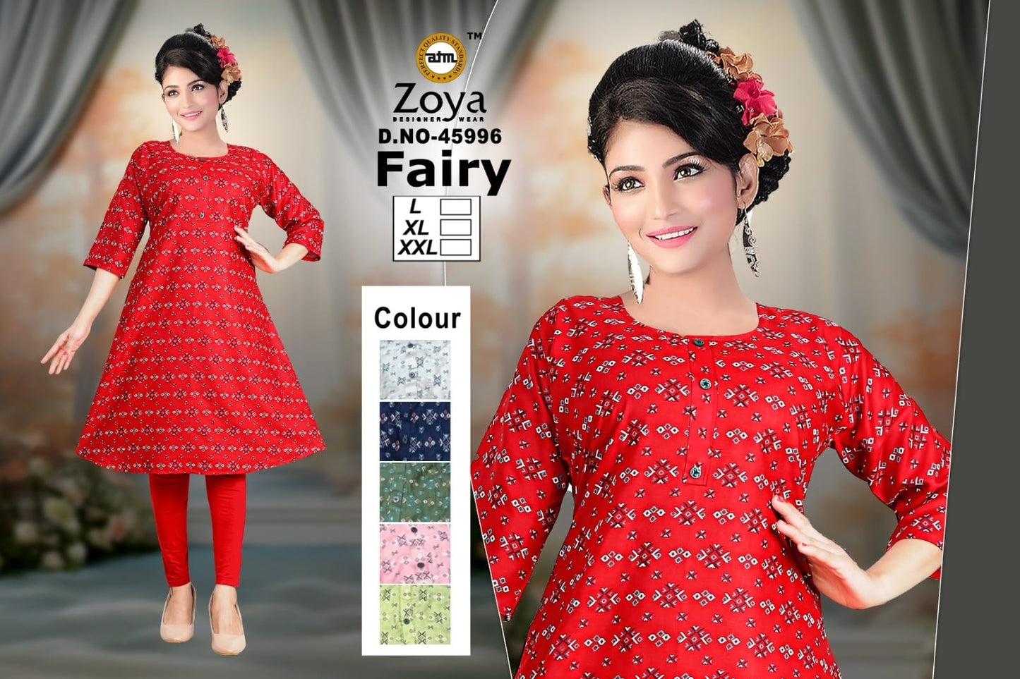 Fairy 1403 Zoya Rayon Anarkali Kurtis Exporter India