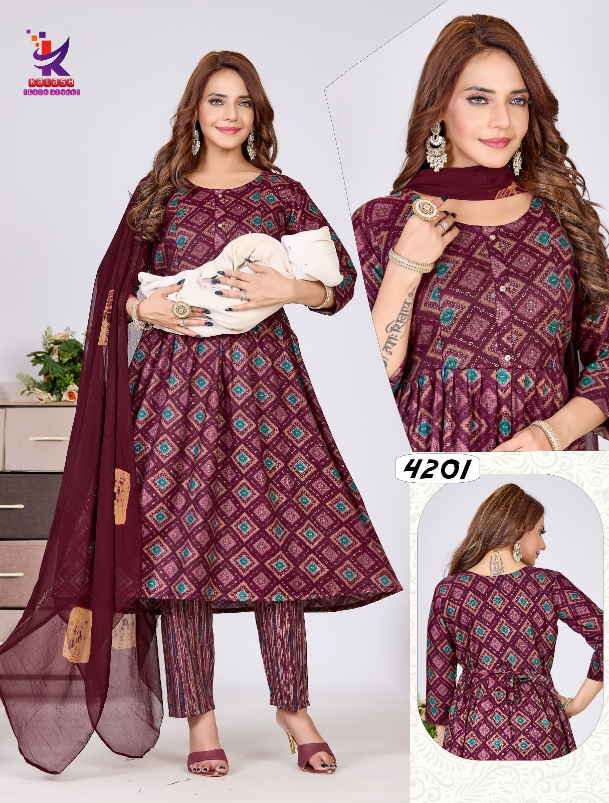 Fairy Glamour Mlm Kalash Lifestyle Rayon 14Kg Feeding Readymade Suit Wholesaler Ahmedabad