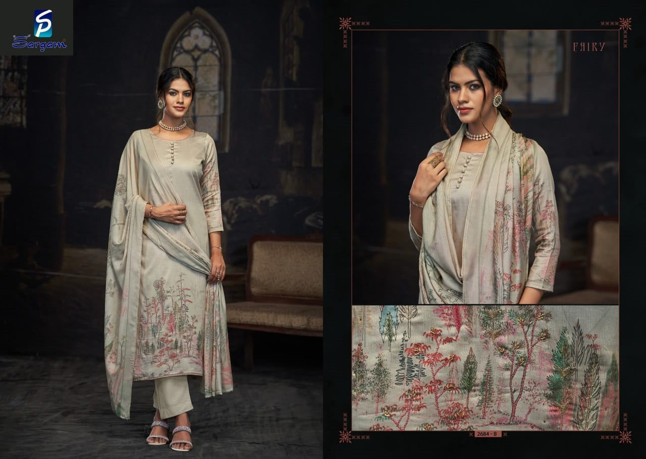 Fairy Sargam Prints Pure Jam Pant Style Suits Wholesale