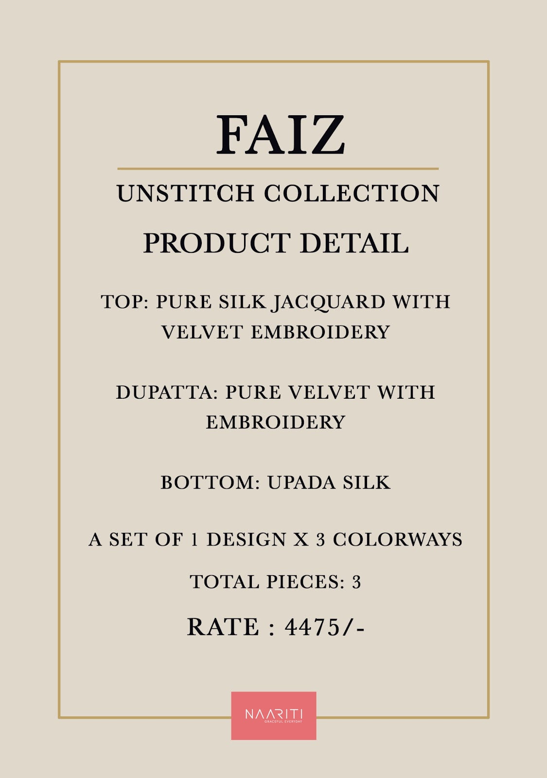 Faiz Naariti Silk Jacquard Velvet Suits Exporter India