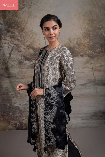 Faiz Naariti Silk Jacquard Velvet Suits Exporter India