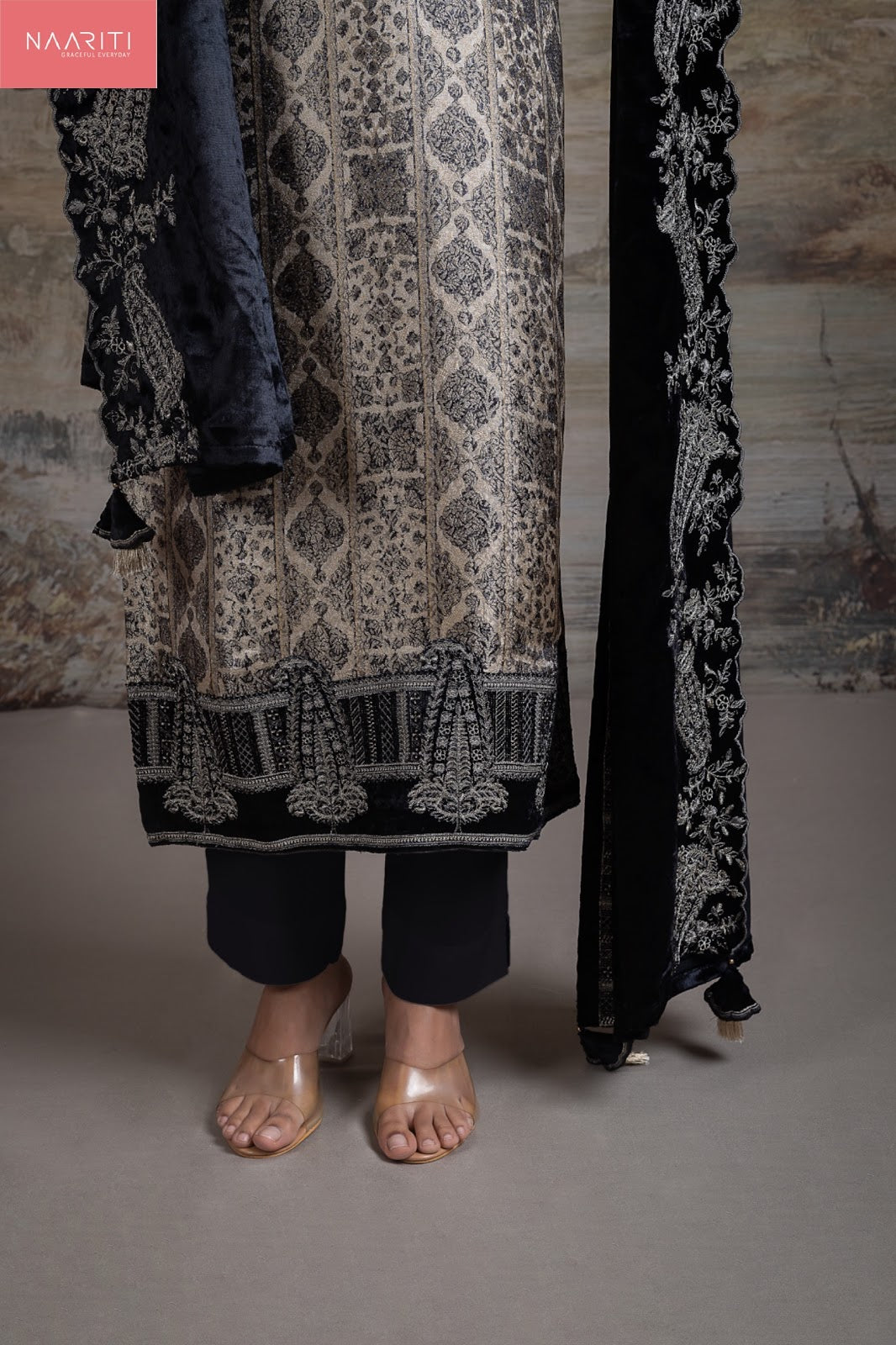 Faiz Naariti Silk Jacquard Velvet Suits Exporter India