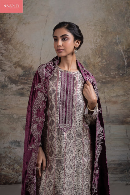 Faiz Naariti Silk Jacquard Velvet Suits Exporter India