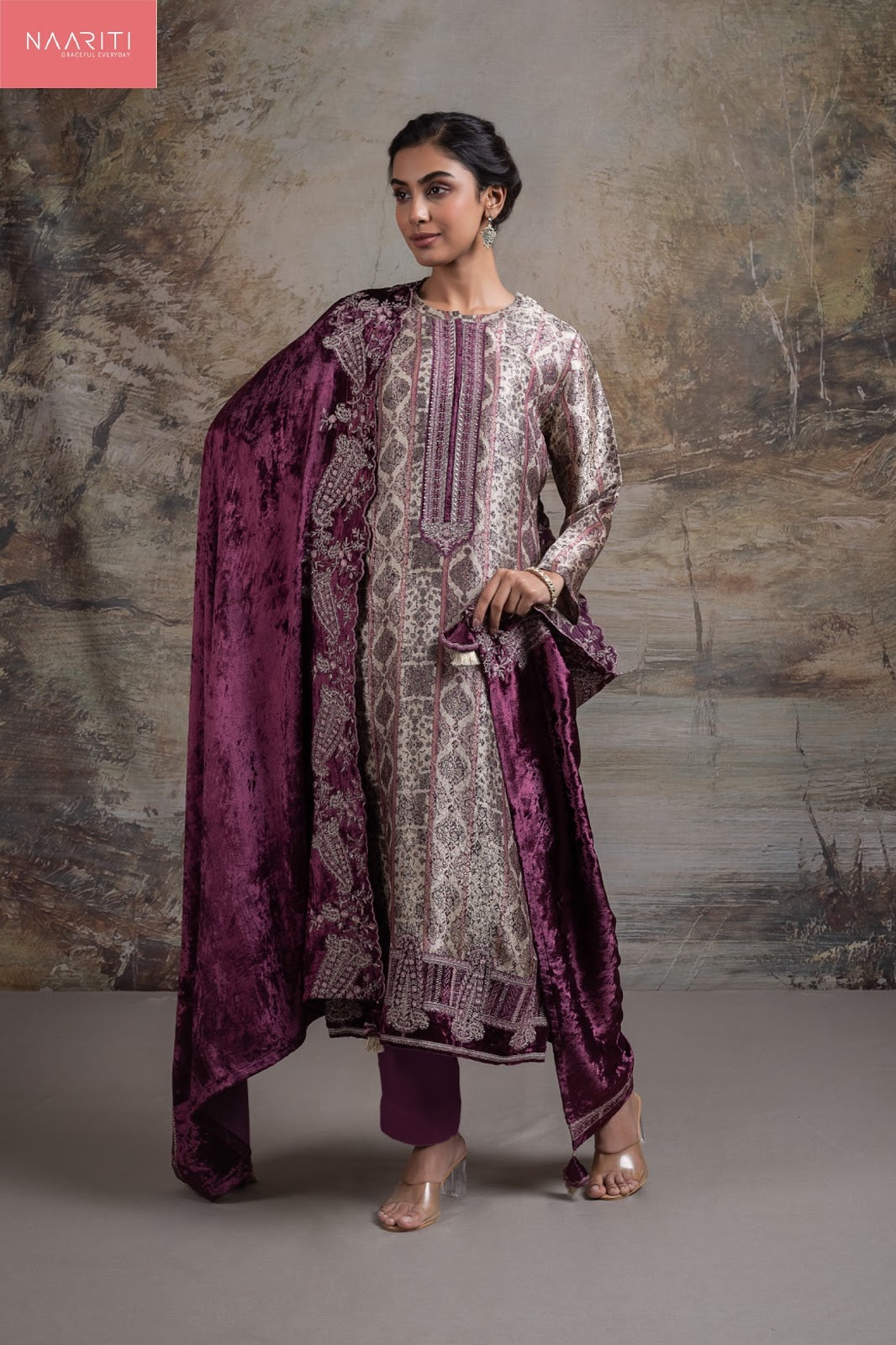 Faiz Naariti Silk Jacquard Velvet Suits Exporter India