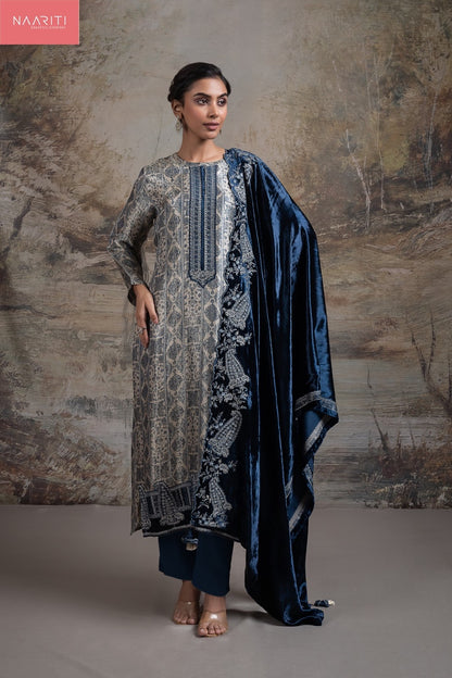 Faiz Naariti Silk Jacquard Velvet Suits Exporter India