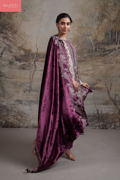 Faiz Naariti Silk Jacquard Velvet Suits Exporter India