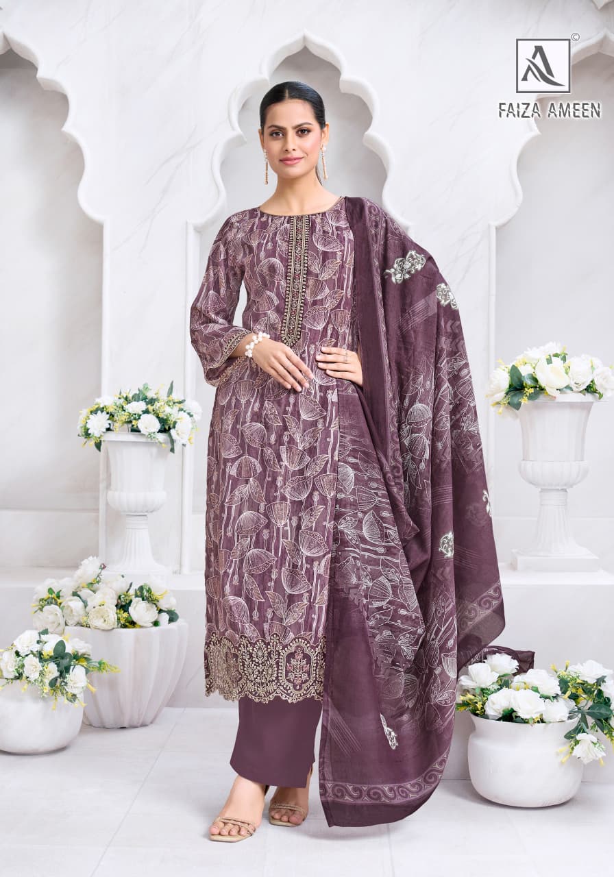 Faiza Ameen Alok Zam Cotton Karachi Salwar Suits Manufacturer Gujarat