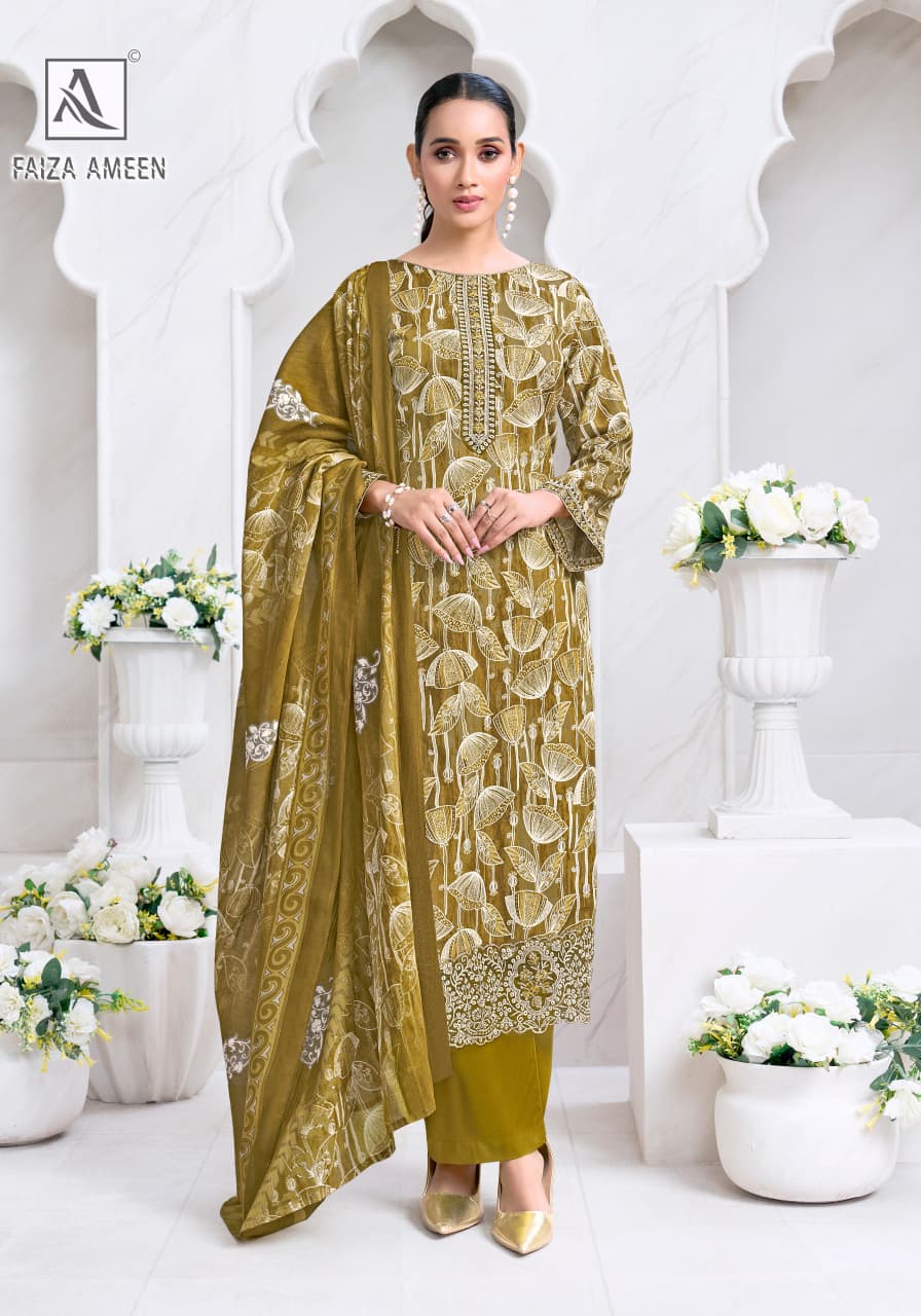 Faiza Ameen Alok Zam Cotton Karachi Salwar Suits Manufacturer Gujarat