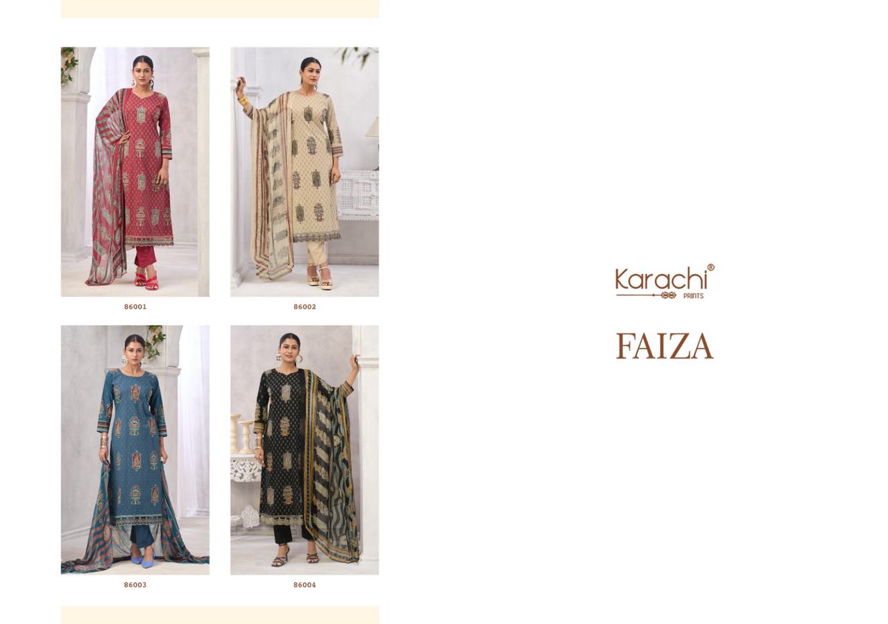 Faiza Karachi Prints Lawn Cotton Pant Style Suits Exporter Ahmedabad