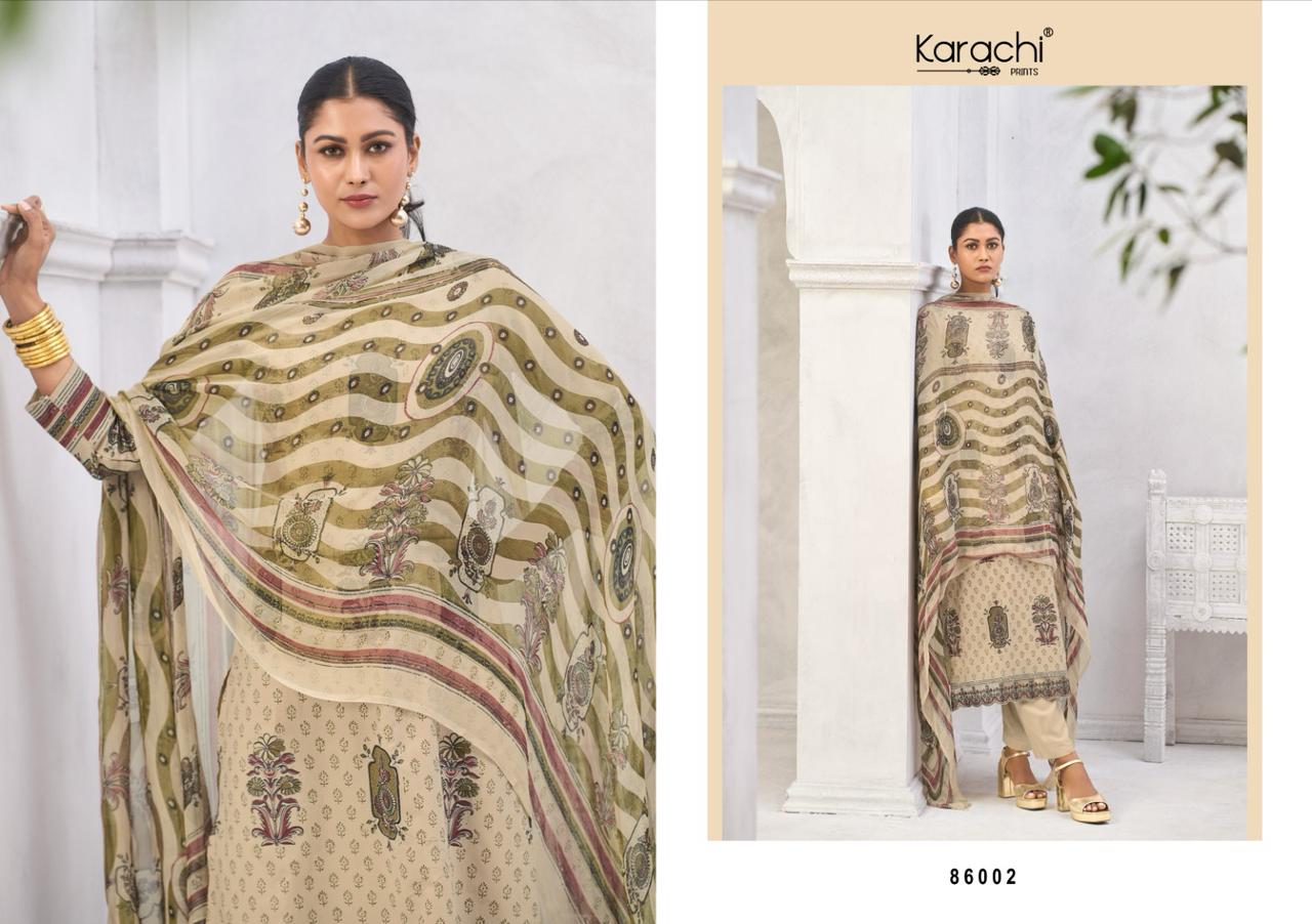 फ़ैज़ा कराची प्रिंट्स लॉन कॉटन पैंट स्टाइल सूट निर्यातक अहमदाबाद