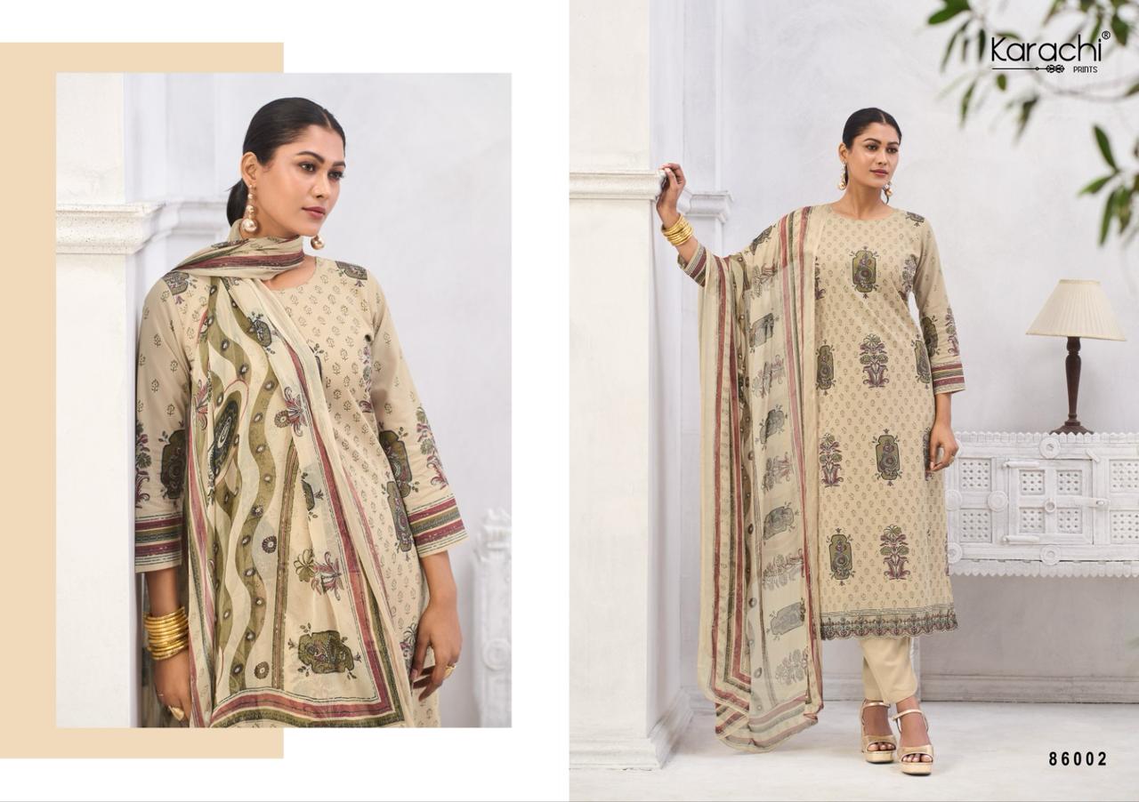 फ़ैज़ा कराची प्रिंट्स लॉन कॉटन पैंट स्टाइल सूट निर्यातक अहमदाबाद