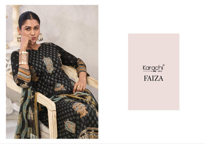 फ़ैज़ा कराची प्रिंट्स लॉन कॉटन पैंट स्टाइल सूट निर्यातक अहमदाबाद