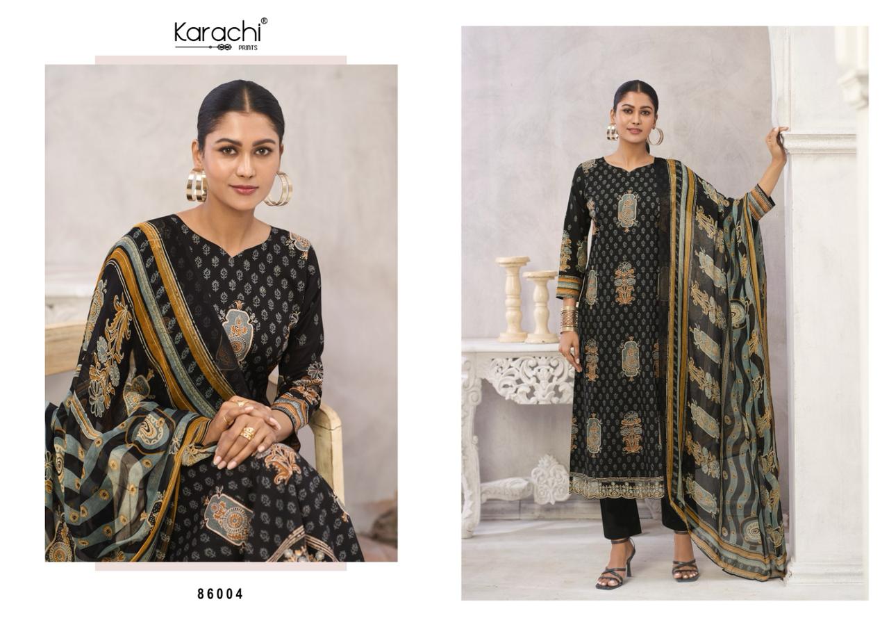 फ़ैज़ा कराची प्रिंट्स लॉन कॉटन पैंट स्टाइल सूट निर्यातक अहमदाबाद