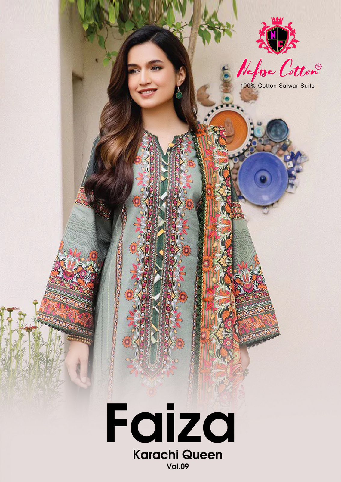 Faiza Queen Vol 9 Nafisa Cotton Karachi Salwar Suits Supplier