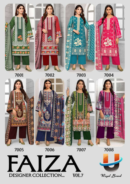 Faiza Vol 7 Royal Brand Cotton Karachi Salwar Suits Exporter Gujarat