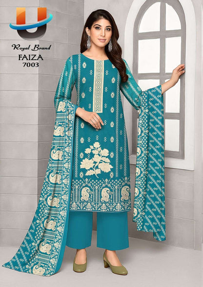 Faiza Vol 7 Royal Brand Cotton Karachi Salwar Suits Exporter Gujarat